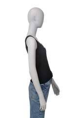MIU MIU LOGO-KNIT RIBBED TANK TOP BLACK