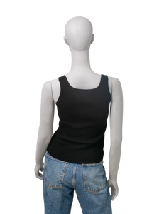 MIU MIU LOGO-KNIT RIBBED TANK TOP BLACK