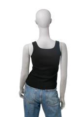 MIU MIU LOGO-KNIT RIBBED TANK TOP BLACK