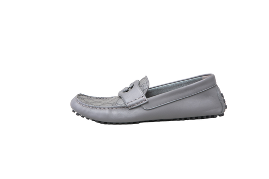 GUCCI MOCASSIM MENS INTERLOCKING G GRAY - 41 BR