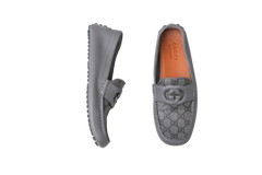 GUCCI MOCASSIM MENS INTERLOCKING G GRAY - 41 BR