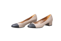 CHANEL SCARPIN BICOLOR CHAMPAGNE - 38 1/2 BR