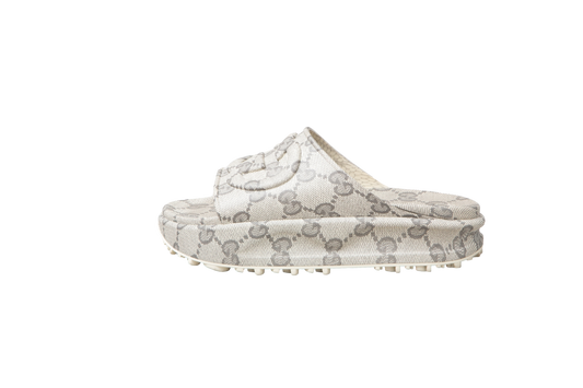 GUCCI SLIDE INTERLOCKING GG-EMBOSSED RUBBER PLATAFORM - 41 BR