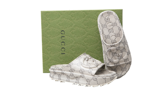 GUCCI SLIDE INTERLOCKING GG-EMBOSSED RUBBER PLATAFORM - 41 BR