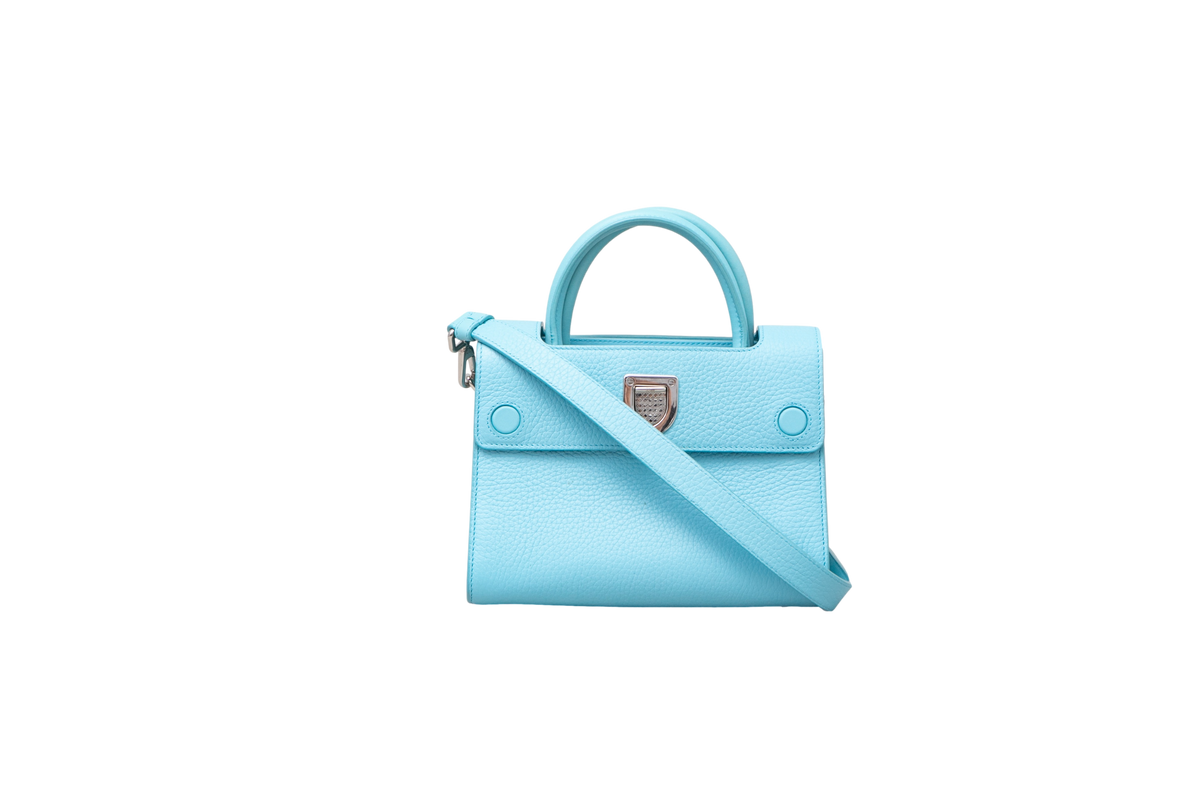 DIOR DIOREVER MINI FLAP GRIANED SKY BLUE