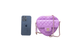 CHANEL COEUR LAMBSKIN QUILTED CC IN PURPLE