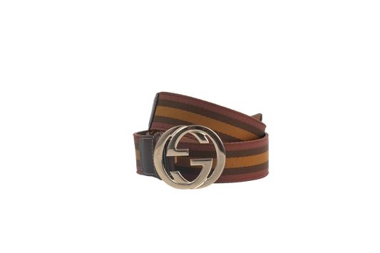 GUCCI CINTO INTERLOCKING CANVAS TRIPLE COLOR