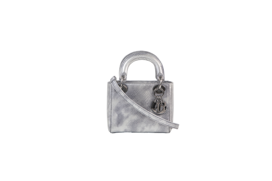 CHRISTIAN DIOR LADY DIOR IN SILVER LIZARD