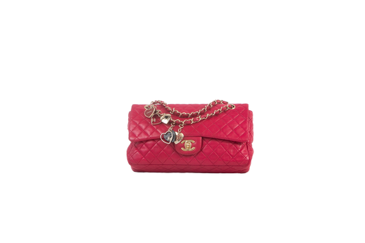 CHANEL LAMBSKIN VALENTINE CHARMS MEDIUM