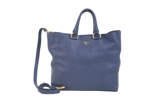 PRADA SHOPPER TOTE DAINO ROYAL BLUE