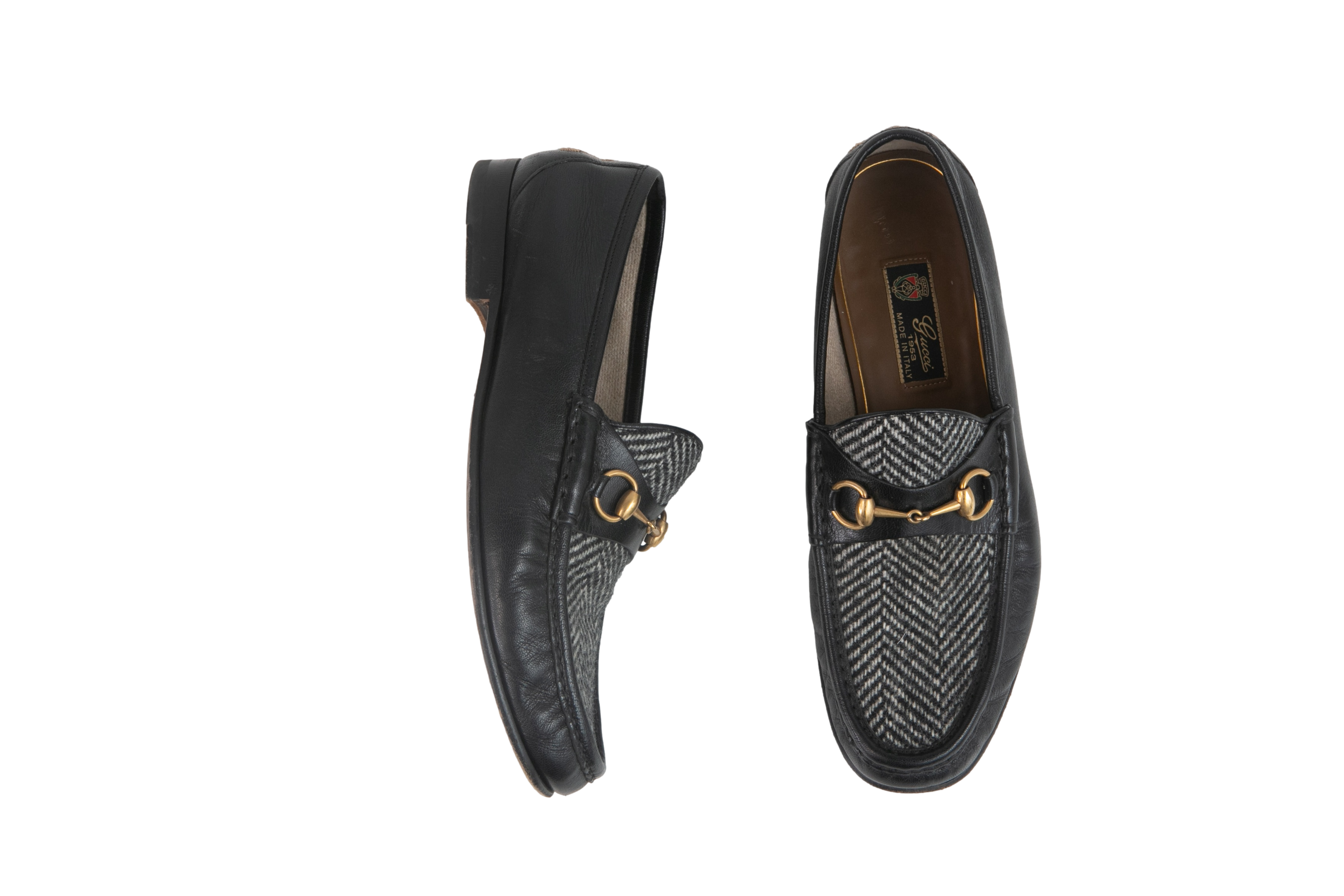 GUCCI LOAFER HERRINGBONE BEE HORSEBIT MENS 39 1 2 BR Troca de Luxo