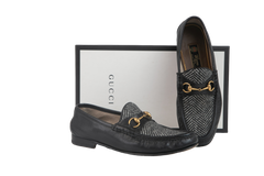 GUCCI LOAFER HERRINGBONE BEE HORSEBIT MENS - 39 1/2 BR