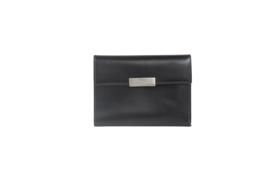 PRADA WALLET FLAP BRUSHED BLACK