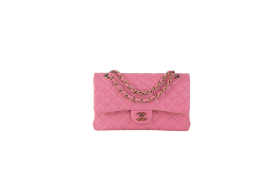 CHANEL D FLAP MEDIUM LAMBSKIN PINK RAINBOW