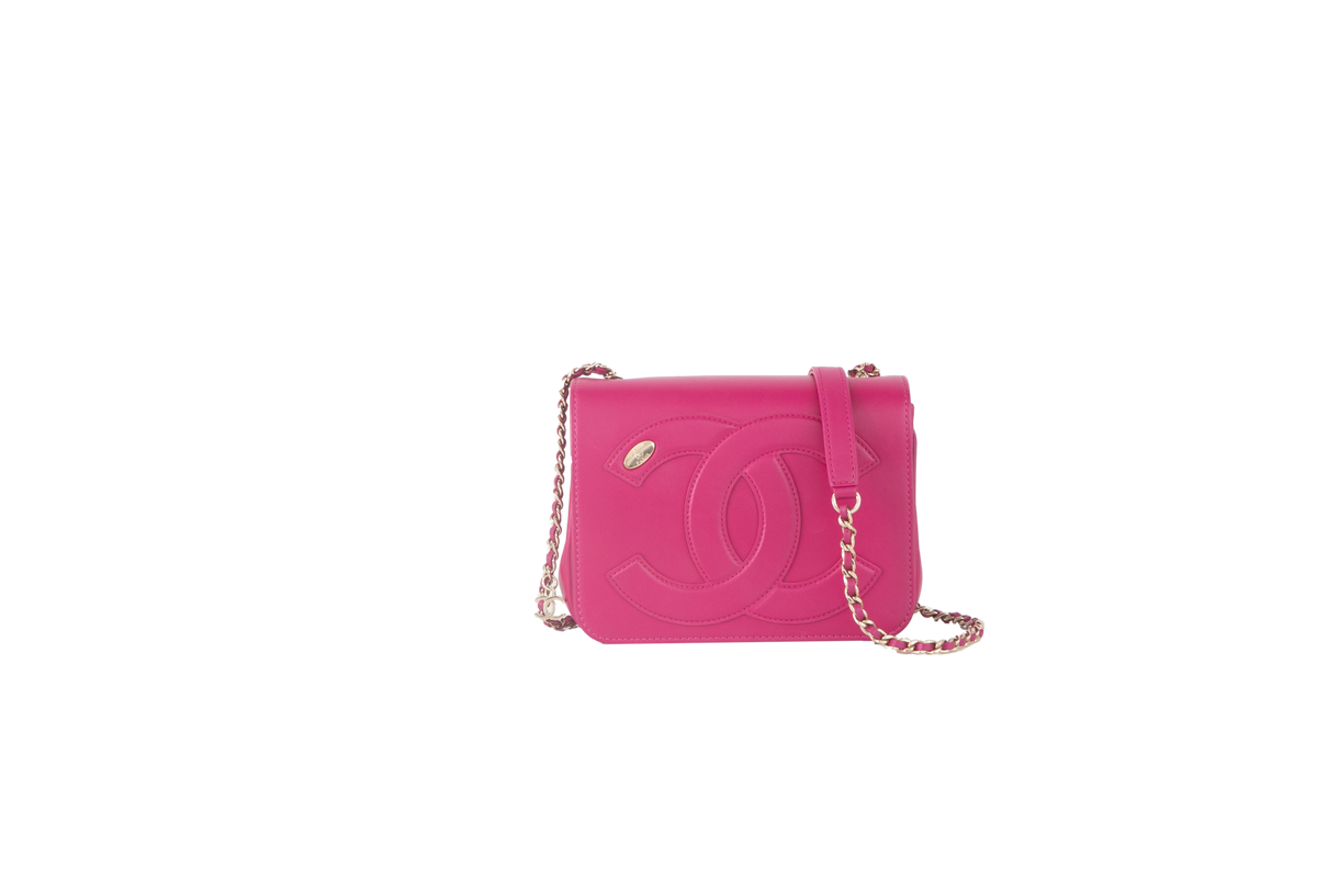 CHANEL CC MANIA FLAP BAG LAMSBKIN PINK