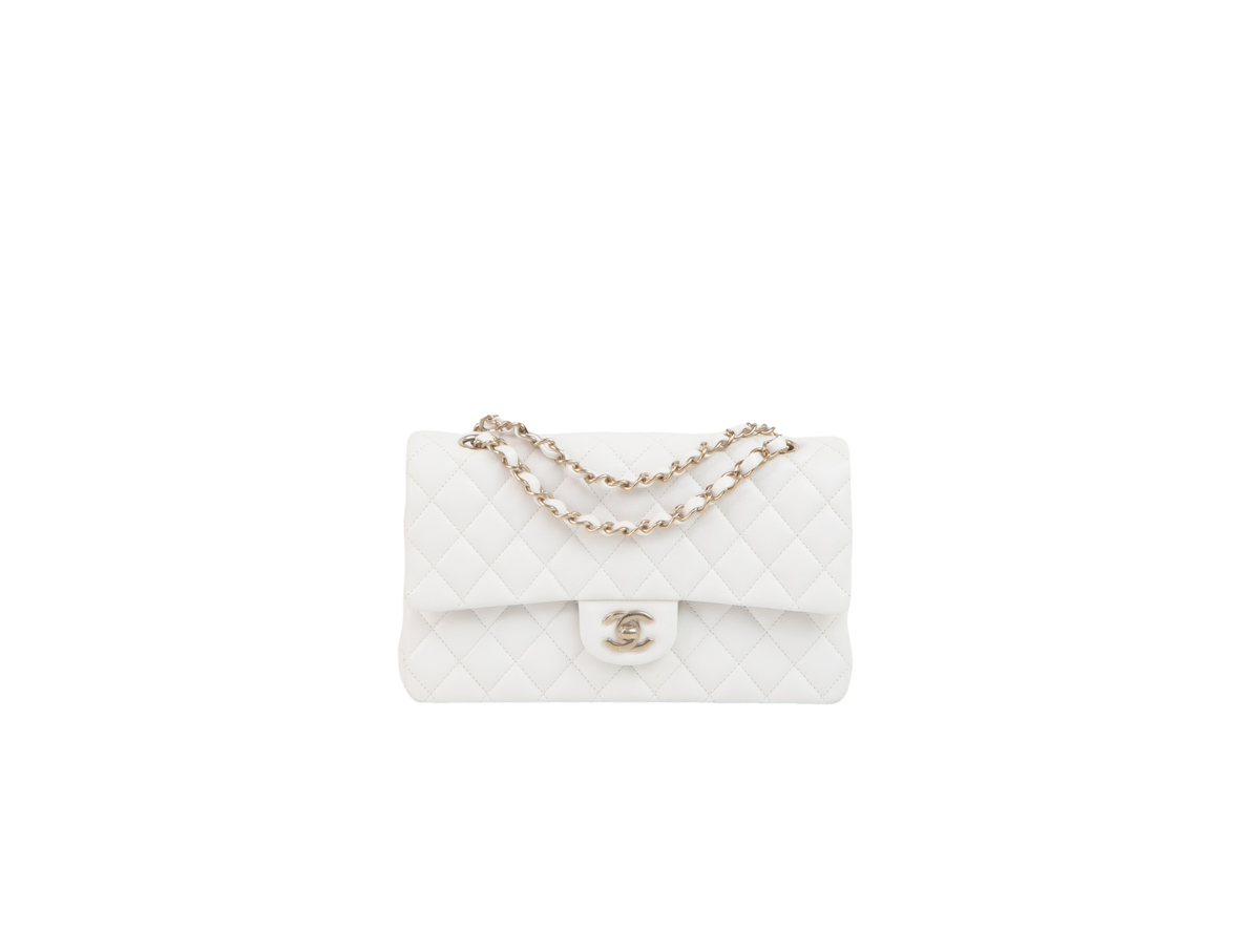 CHANEL CLASSIC DF MEDIUM CAVIAR WHITE