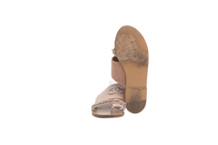 DESAPEGO THASSIA NAVES CHANEL SANDAL FLAT BEIGE VELVET CC CHAIN - 36 1/2 BR