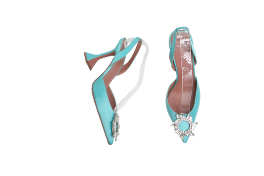 DESAPEGO THASSIA NAVES AMINA SLINGBACK PUMPS BEGUM 95 SATIN TURQUOISE - 37 BR