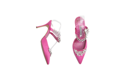 DESAPEGO THASSIA NAVES MANOLO MULE POINTED TOE LURUM CRYSTAL IN PINK - 37 BR