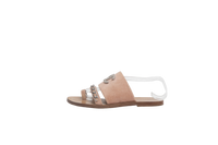 DESAPEGO THASSIA NAVES CHANEL SANDAL FLAT BEIGE VELVET CC CHAIN - 36 1/2 BR