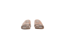DESAPEGO THASSIA NAVES CHANEL SANDAL FLAT BEIGE VELVET CC CHAIN - 36 1/2 BR