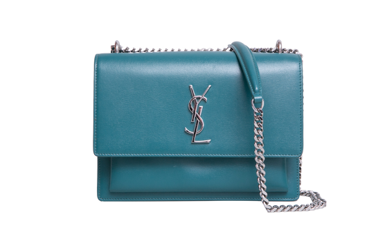 YSL SUNSET MEDIUM CALFSKIN MALACHITE