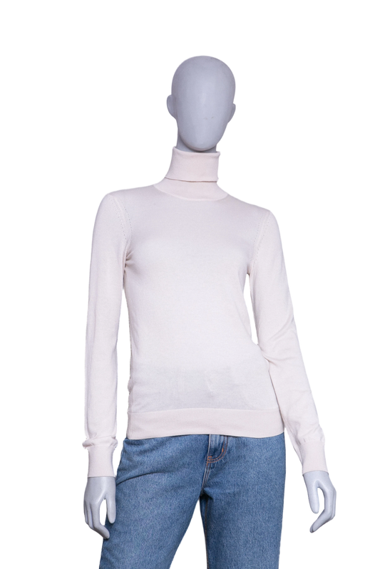 LORO PIANA WOOL TURTLENECK SWEATER CASHMERE BEIGE