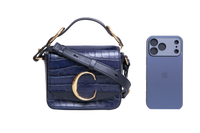 CHLOÉ MINI C CROCO EMBOSSED NAVY