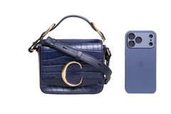 CHLOÉ MINI C CROCO EMBOSSED NAVY