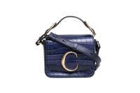 CHLOÉ MINI C CROCO EMBOSSED NAVY