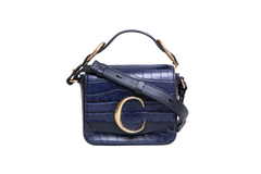 CHLOÉ MINI C CROCO EMBOSSED NAVY
