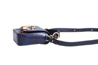 CHLOÉ MINI C CROCO EMBOSSED NAVY