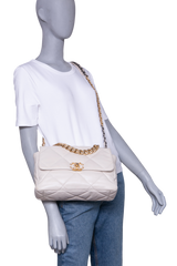 CHANEL 19 LARGE FLAP LAMBSKIN IVOIRE