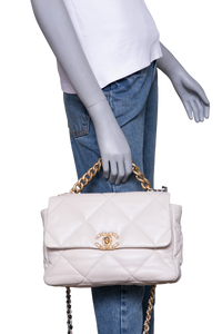 CHANEL 19 LARGE FLAP LAMBSKIN IVOIRE