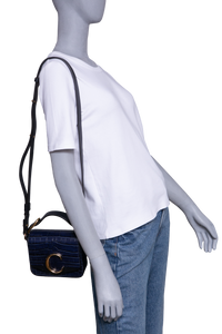 CHLOÉ MINI C CROCO EMBOSSED NAVY