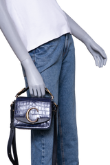 CHLOÉ MINI C CROCO EMBOSSED NAVY