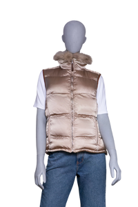 PRADA WAISTCOAT PUFFER NYLON CAMEL