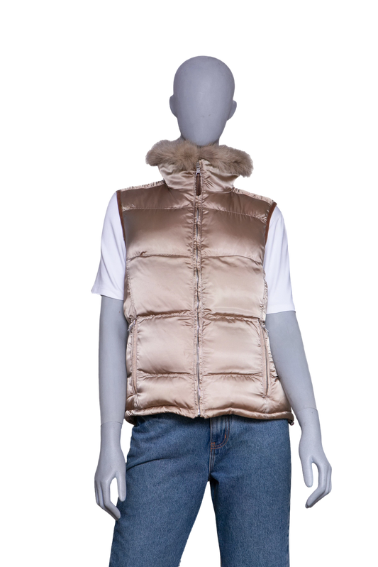 PRADA WAISTCOAT PUFFER NYLON CAMEL