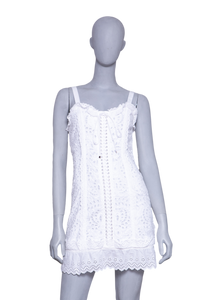 DOLCE & GABBANA DRESS BRAIDED CORSET TUBE WHITE
