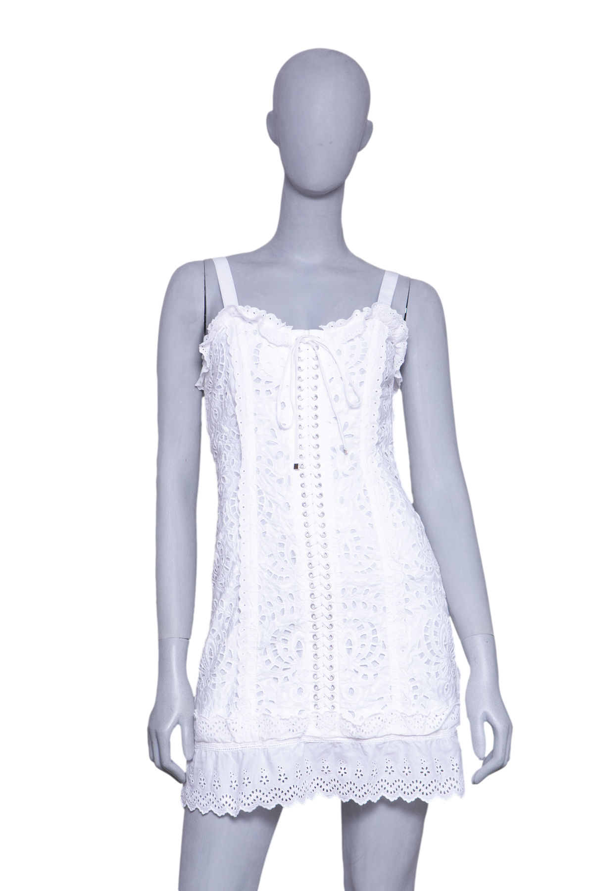 DOLCE & GABBANA DRESS BRAIDED CORSET TUBE WHITE