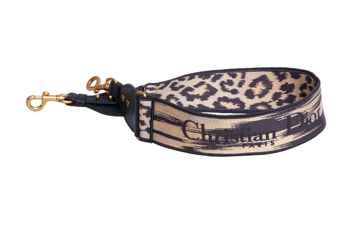 DIOR STRAP BAG CANVAS LEOPARD PRINT