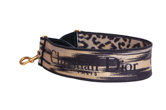 DIOR STRAP BAG CANVAS LEOPARD PRINT