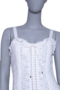 DOLCE & GABBANA DRESS BRAIDED CORSET TUBE WHITE