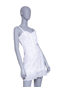 DOLCE & GABBANA DRESS BRAIDED CORSET TUBE WHITE