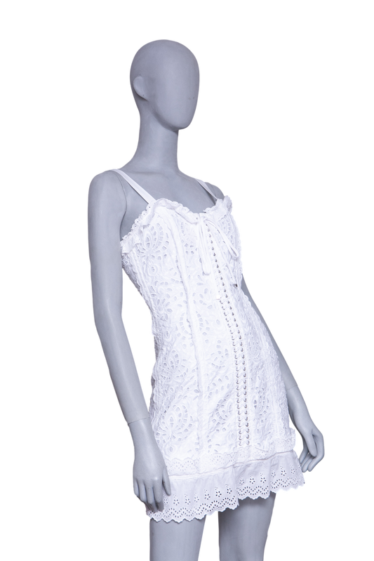 DOLCE & GABBANA DRESS BRAIDED CORSET TUBE WHITE