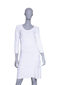 CHANEL DRESS KNIT SLEEVE RAYON OFF WHITE