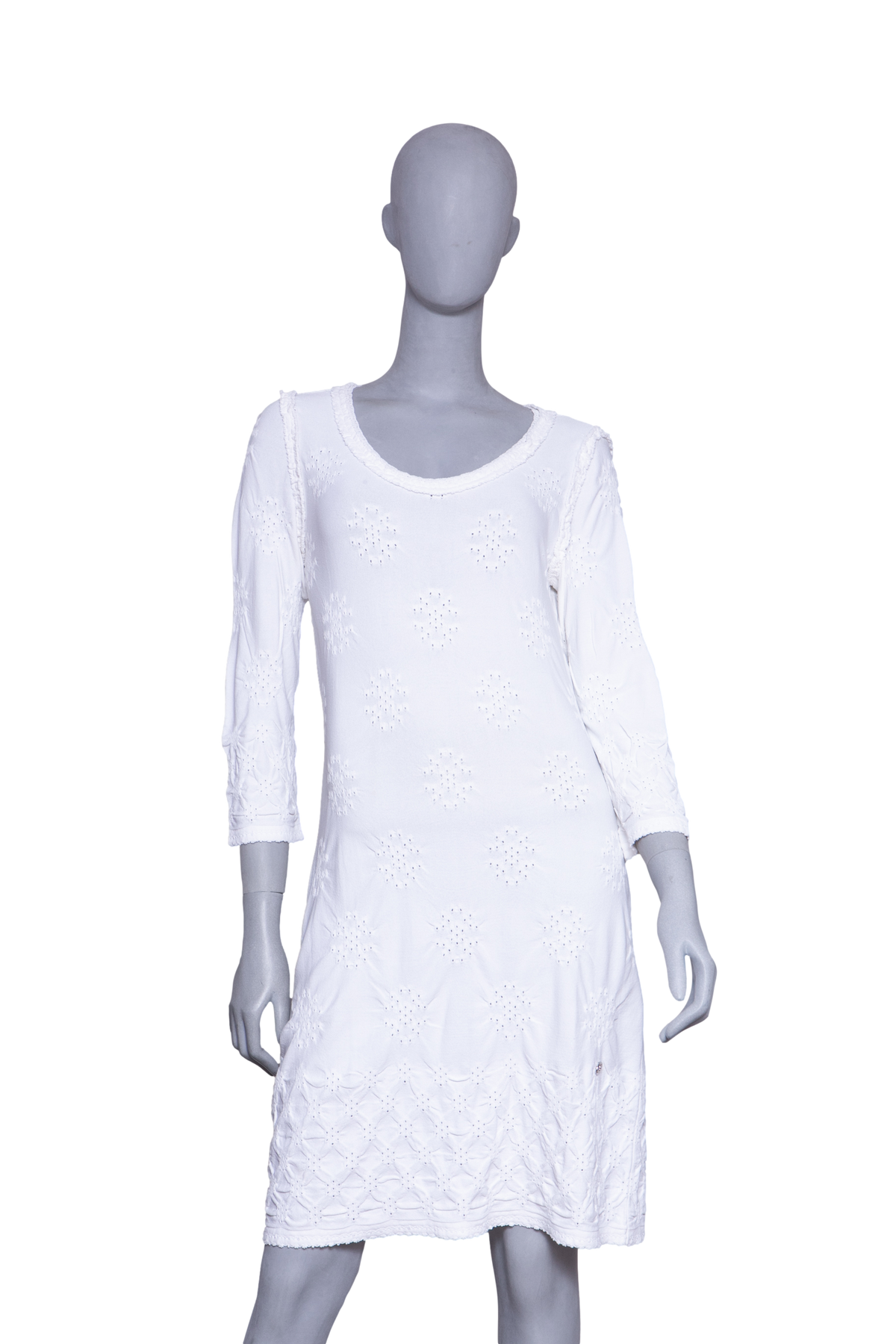 CHANEL DRESS KNIT SLEEVE RAYON OFF WHITE