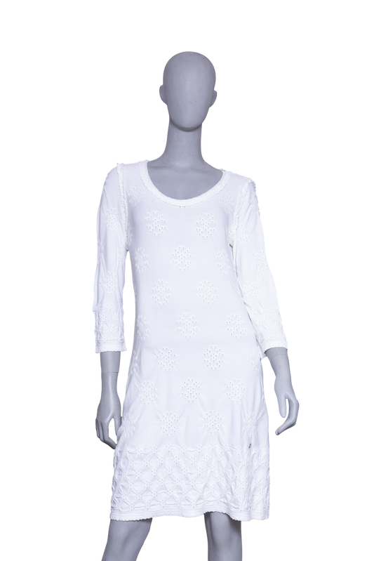 CHANEL DRESS KNIT SLEEVE RAYON OFF WHITE