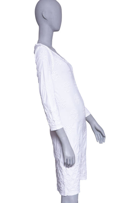 CHANEL DRESS KNIT SLEEVE RAYON OFF WHITE