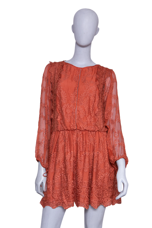ZIMMERMANN DRESS ALCHEMY TWINE EMBROIDERY COPPER
